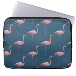 Geometric Flamingo Print Teal Laptop Sleeve