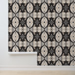 Geometric Floral Art Deco Pattern in Neutral Tones Wallpaper<br><div class="desc">This seamless Art Deco-inspired pattern features elegant geometric floral shapes in soft beige and cream tones on a dark background. The symmetrical arrangement and vintage style evoke a sense of sophistication and timelessness, making it ideal for wallpaper, textiles, or stationery. Perfect for adding a refined, retro-modern touch to any design...</div>