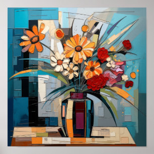 Geometric Floral Art Scene Poster