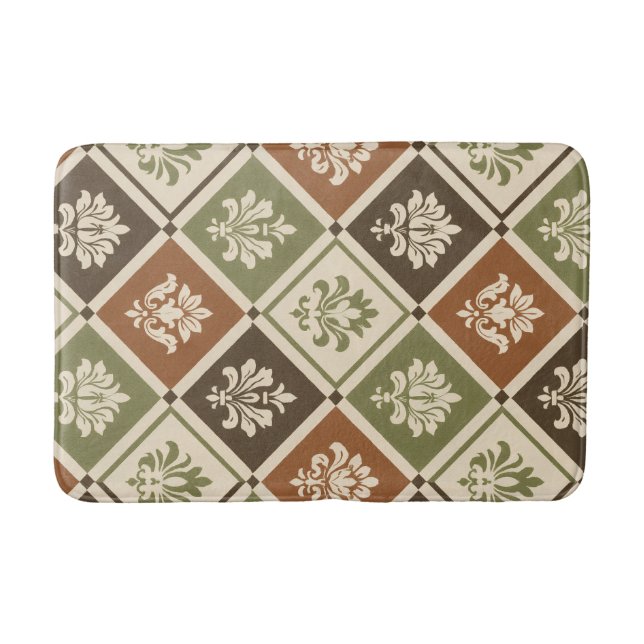 Geometric Floral Bath Mat (Front)