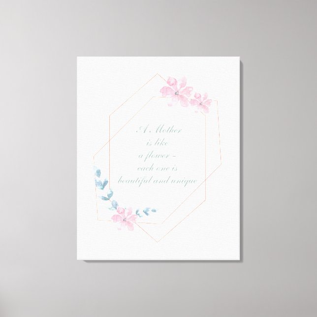 Geometric Floral Beautiful Mother Quote Canvas Print (Front)