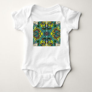 Geometric floral, colourful abstract seamless text baby bodysuit