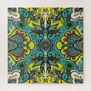 Geometric floral, colourful abstract seamless text jigsaw puzzle