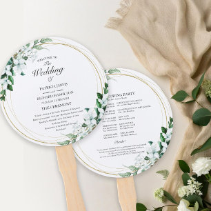 Geometric Floral Greenery Wedding Program Hand Fan