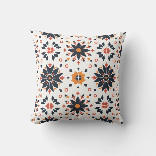 Geometric Floral Harmony Throw Pillow (Front)