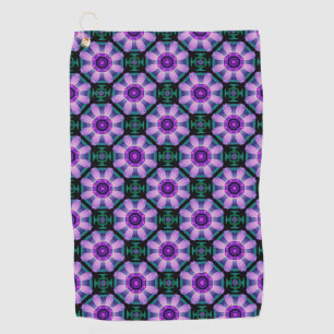 Geometric Floral in Purple Golf Towel