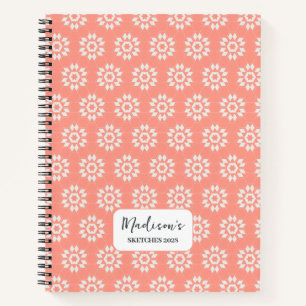 Geometric Floral in Summer Sun Pink Personalized Notebook