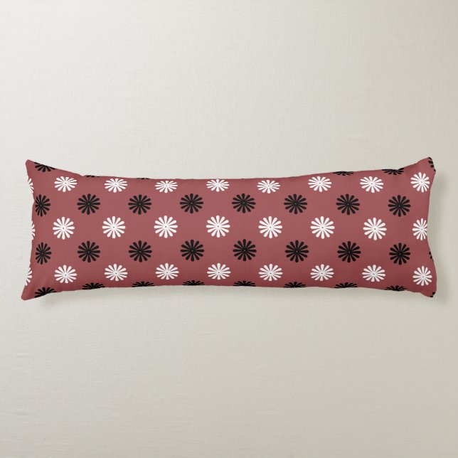 Geometric Floral Modern Red Black Abstract Body Pillow (Front)