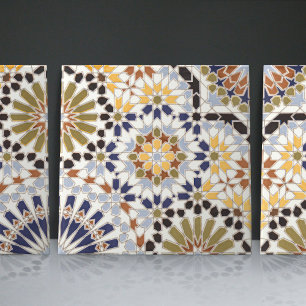 Geometric Floral Moroccan Tile Home Decor Accent