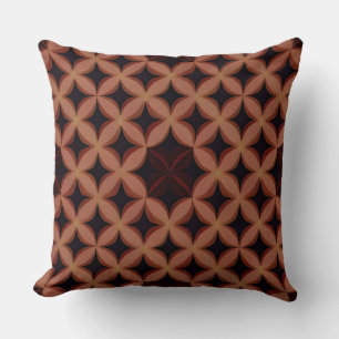 Geometric Floral Motif in Warm Tones Throw Pillow
