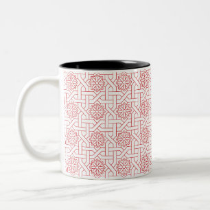 Geometric Floral Ornamental Pattern Two-Tone Coffee Mug
