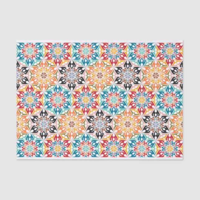 Geometric Floral Pattern Decoupage  Tissue Paper (Front)