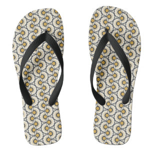 Geometric Floral Pattern Flip Flops