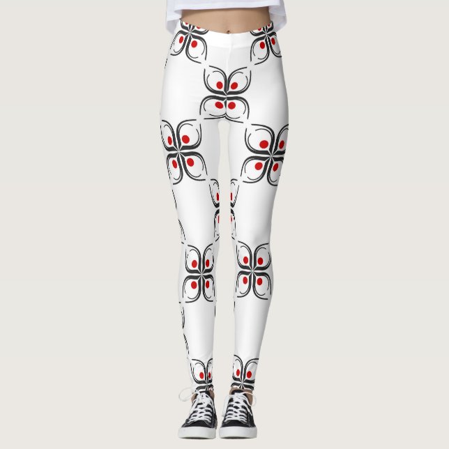 Geometric Floral Pattern Leggings (Front)