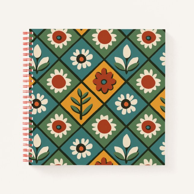 Geometric Floral Pattern Notebook (Front)