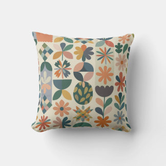 Geometric Floral Pattern Throw Pillow