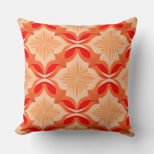 Geometric Floral Pattern With Symmetrical Motifs Throw Pillow