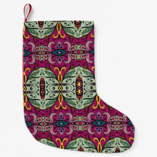 Geometric Floral Tribal Ethnic Doodle Small Christmas Stocking