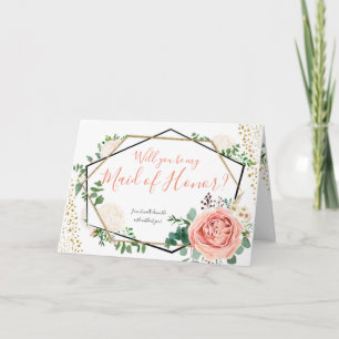 Geometric Floral Will You Be my Maid of Honour Car Invitation