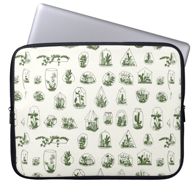 Geometric florarium with succulents pattern.  laptop sleeve (Front)