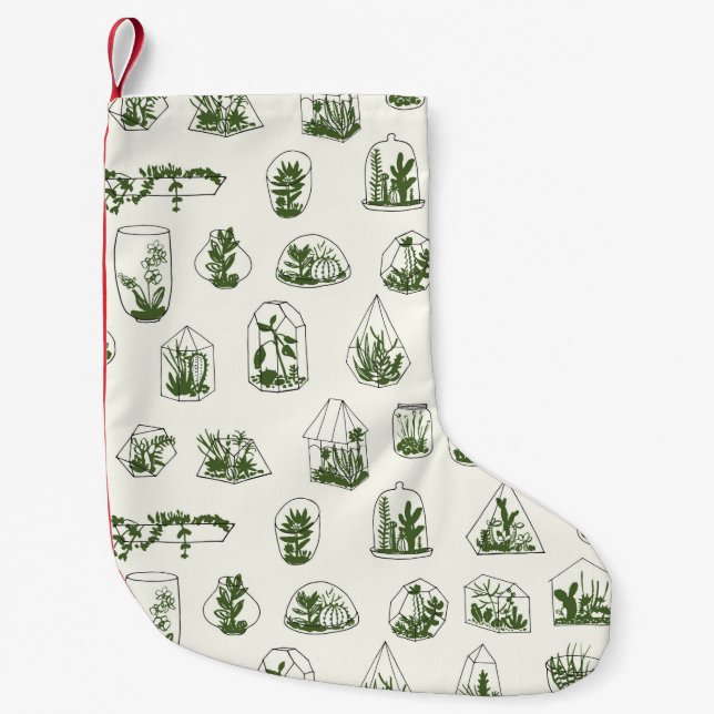 Geometric florarium with succulents pattern.  small christmas stocking (Front)