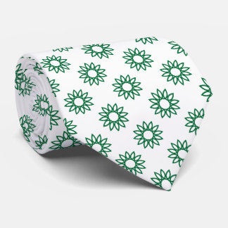 Geometric Flower 01 - Forest Green on White Tie