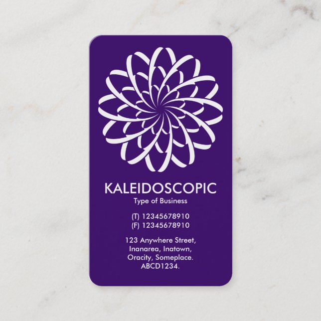 Geometric Flower 02 - White on Deep Purple Business Card (Front)