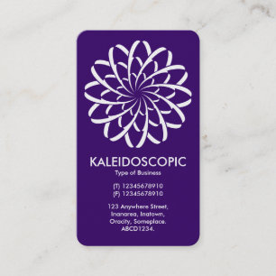 Geometric Flower 02 - White on Deep Purple (Gold) Business Card