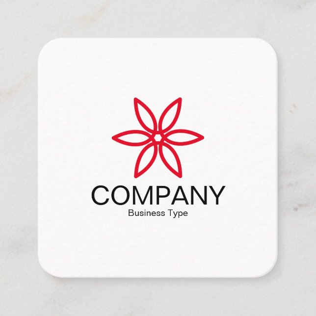 Geometric Flower 02 -  White Square Business Card (Front)