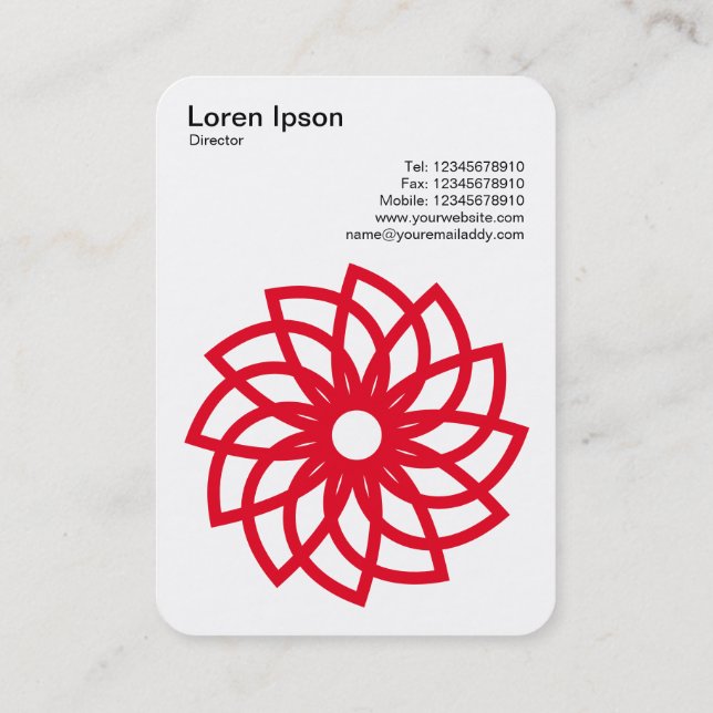Geometric Flower 03 - Black on White Business Card (Back)