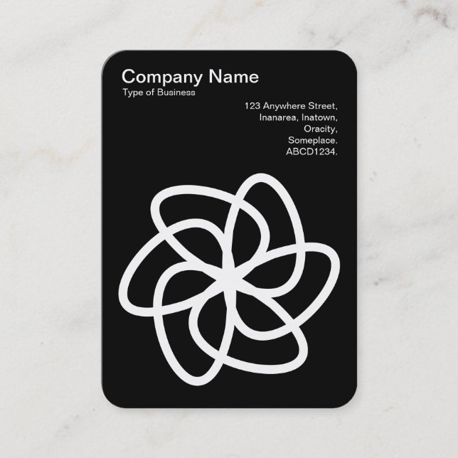 Geometric Flower 05 - Black on White Business Card (Front)