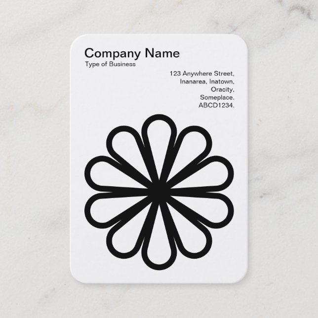 Geometric Flower 07 - Black on White Business Card (Front)