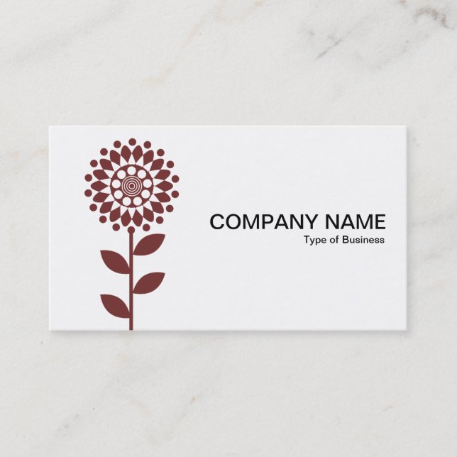 Geometric Flower - Brown on White Business Card (Front)