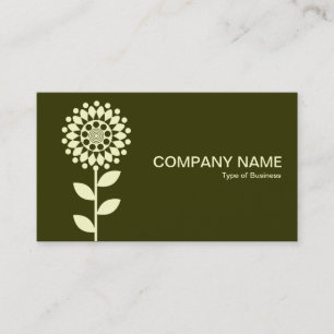 Geometric Flower - Cream on Dk Olive Business Card