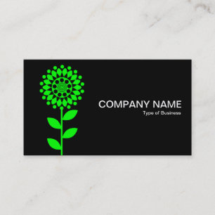 Geometric Flower - Green on Black Business Card