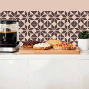 Geometric flower in shades of cream and chocolat tile