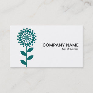 Geometric Flower - Moss Green on White Business Card