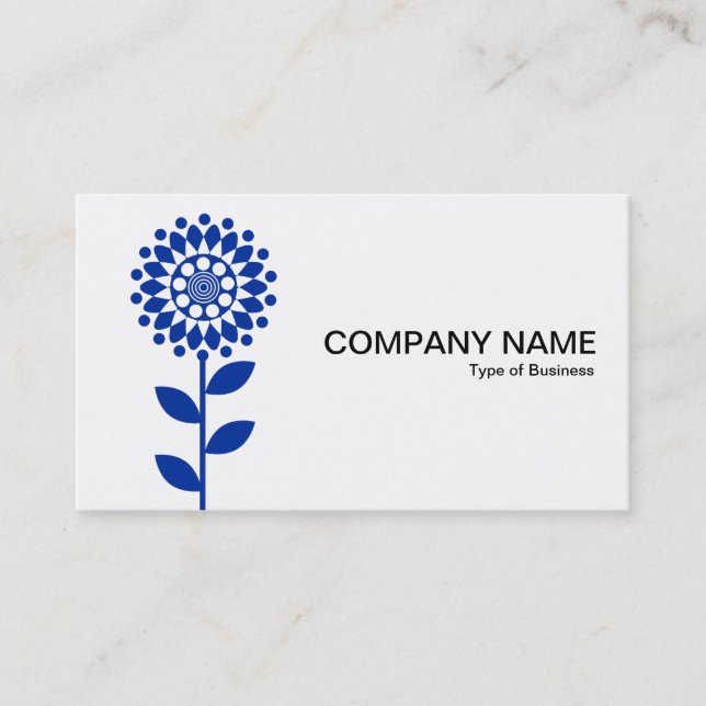 Geometric Flower - Navy Blue on White Business Card (Front)