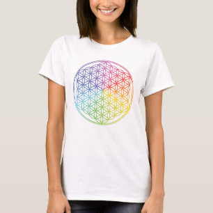 Geometric "Flower of Life"  - rainbow colours - T-Shirt