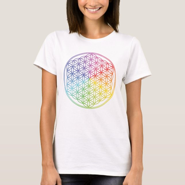 Geometric "Flower of Life"  - rainbow colours - T-Shirt (Front)