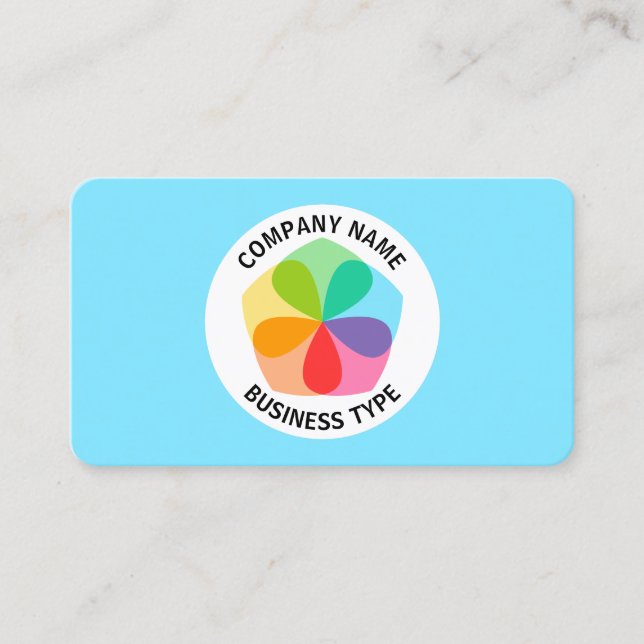 Geometric Flower -  Pale Blue  #7FE6FF Business Card (Front)