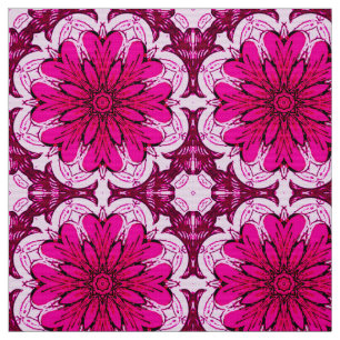 Geometric Flower Pattern in Burgundy & Magenta  Fabric