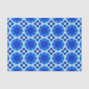 Geometric Flower Pattern in Cobalt Blue and Navy Tissue Paper