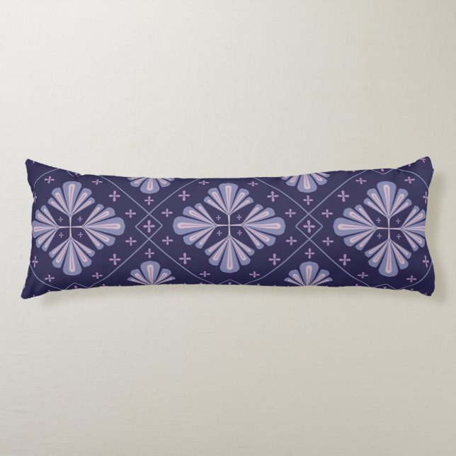 Geometric Flower Petals Abstract Repeat Pattern Body Pillow (Front)