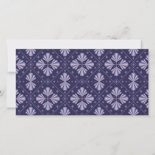 Geometric Flower Petals Abstract Repeat Pattern Holiday Card (Front)