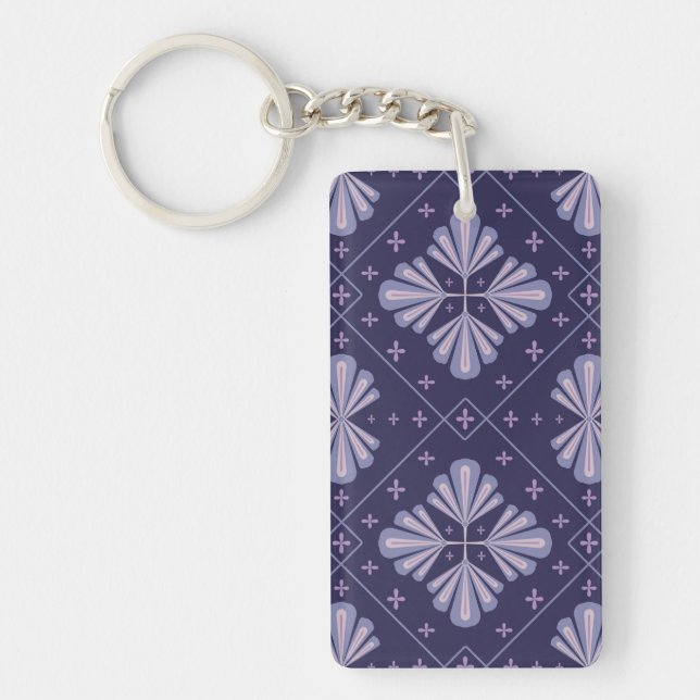 Geometric Flower Petals Abstract Repeat Pattern Keychain (Front)
