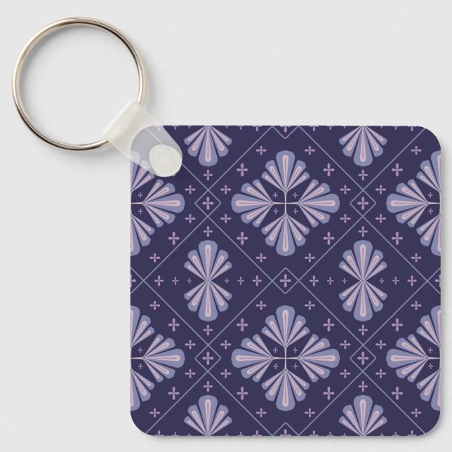 Geometric Flower Petals Abstract Repeat Pattern Keychain (Front)