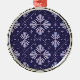 Geometric Flower Petals Abstract Repeat Pattern Metal Ornament