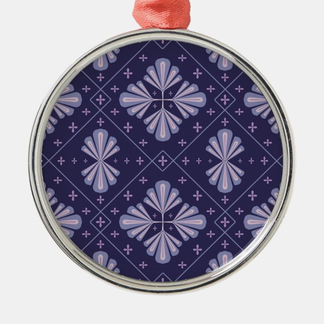 Geometric Flower Petals Abstract Repeat Pattern Metal Ornament (Front)