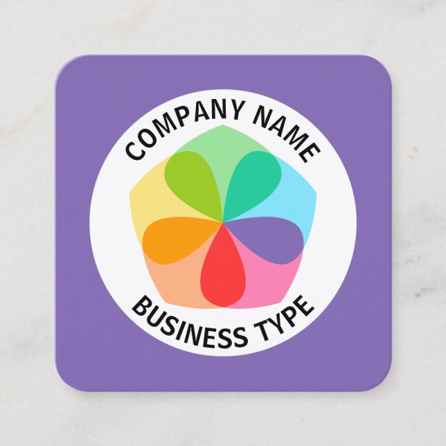 Geometric Flower - Purple #7F66B2 Square Business Card (Front)
